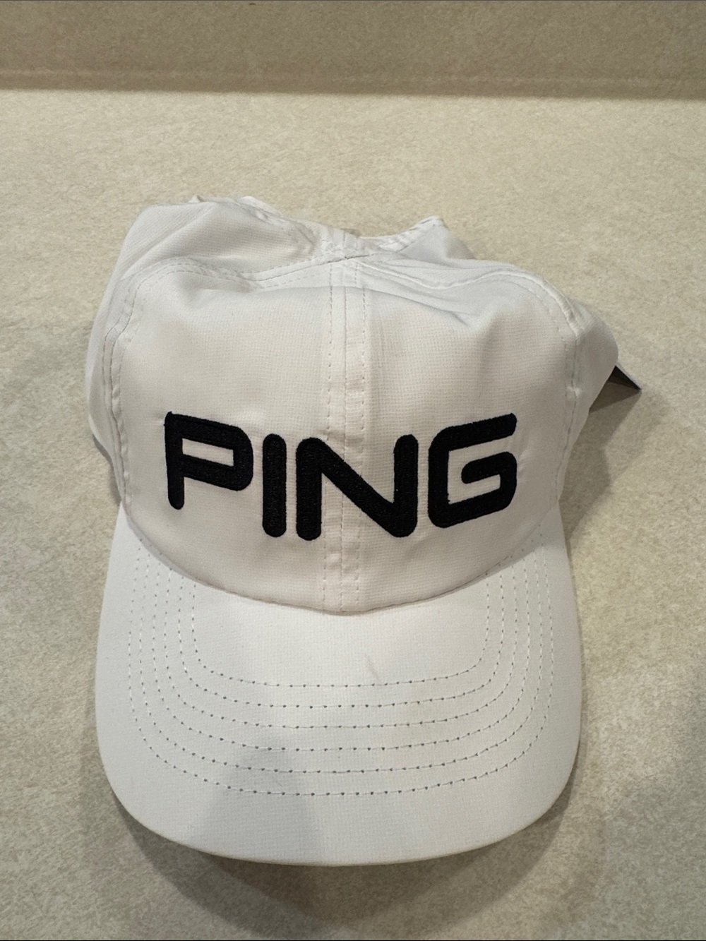 Ping White Baseball Cap with Black Logo